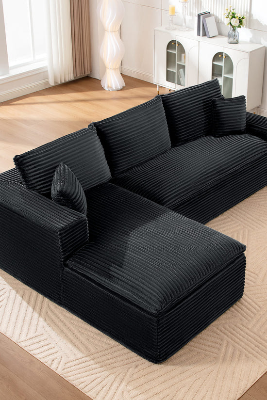 Casual Plush Corduroy L-shape Sectional Sofa