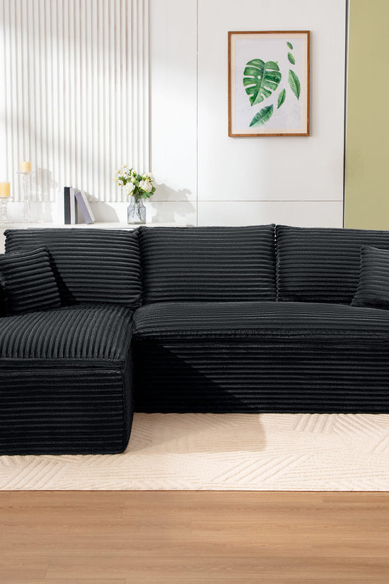 Casual Plush Corduroy L-shape Sectional Sofa