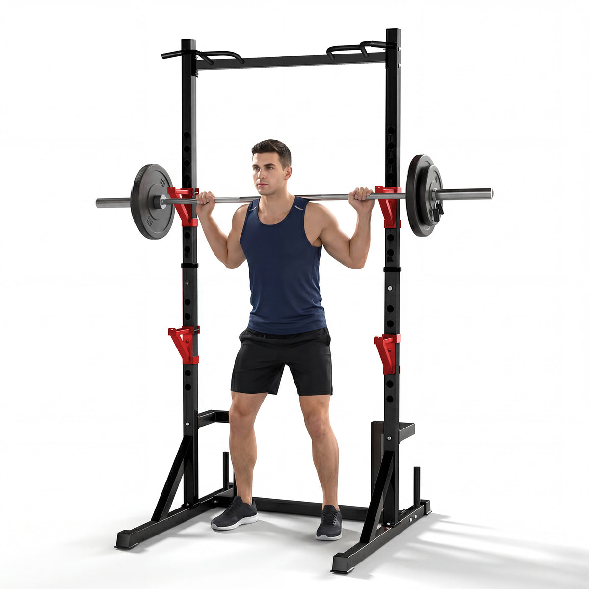 Primy Power Rack with Pull up Bar for Home Gym, 800Lbs Capacity Multifunction Adjustable Squat Stand Rack, Power Rack Cage