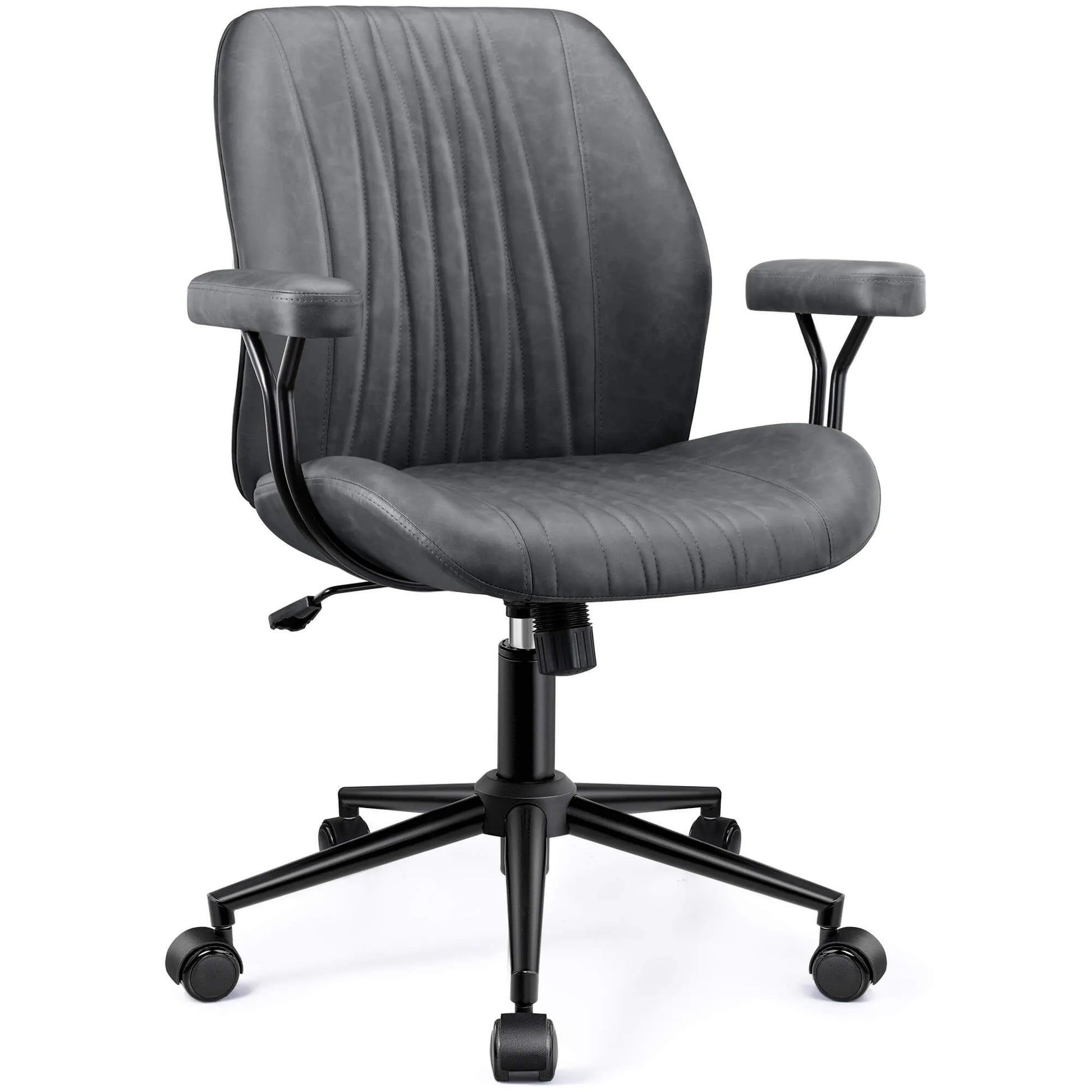 High Back Suede Office Chair Adjustable Home Desk Chair with Lumbar Support