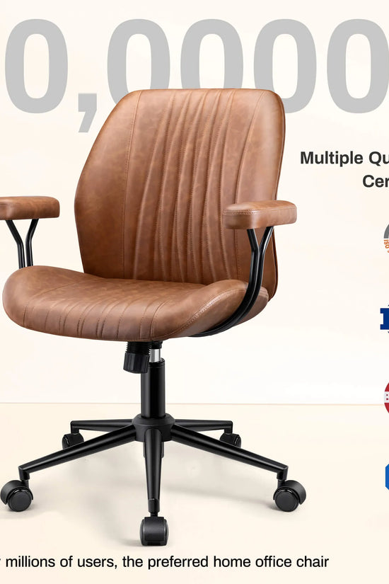 High Back Suede Office Chair Adjustable Home Desk Chair with Lumbar Support