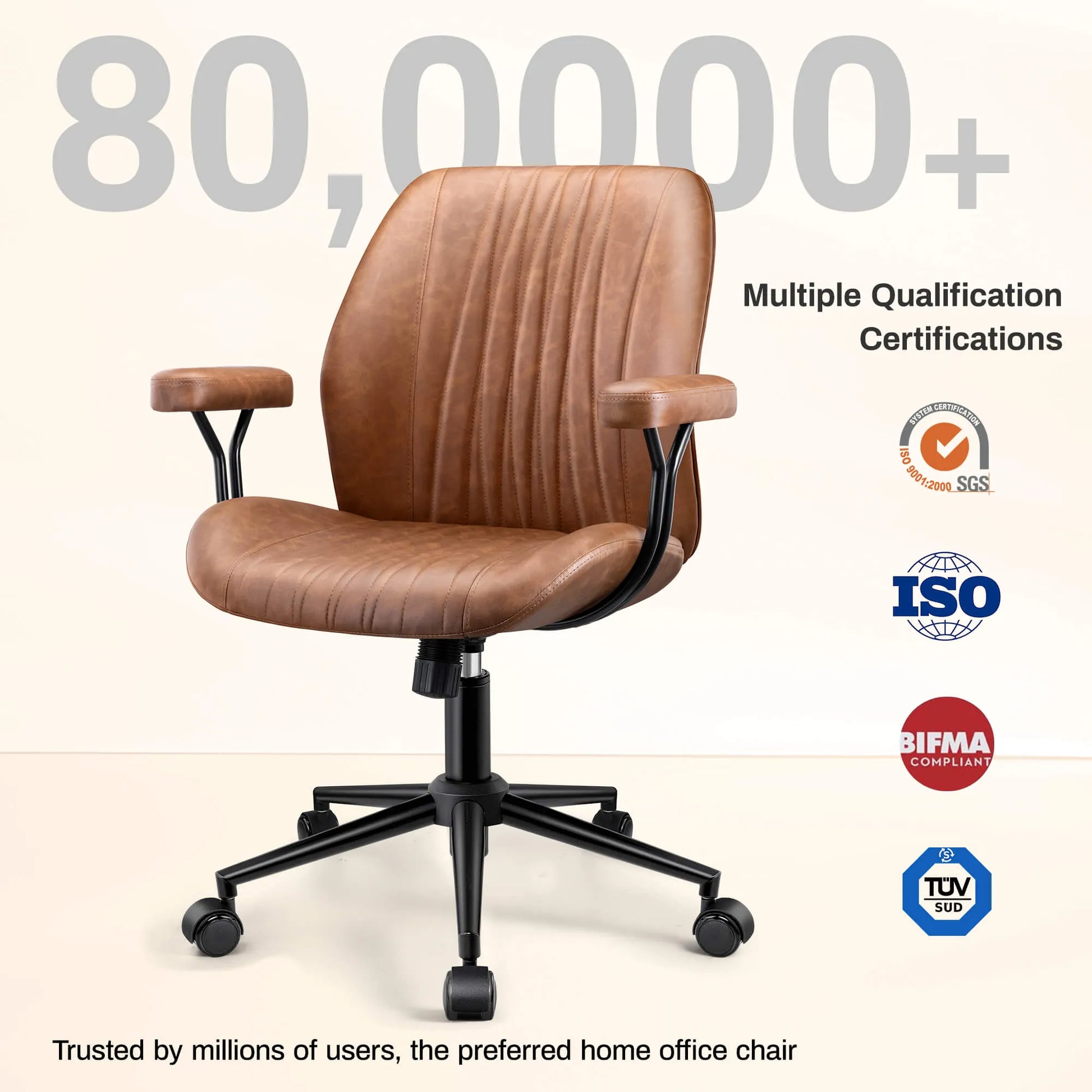 High Back Suede Office Chair Adjustable Home Desk Chair with Lumbar Support
