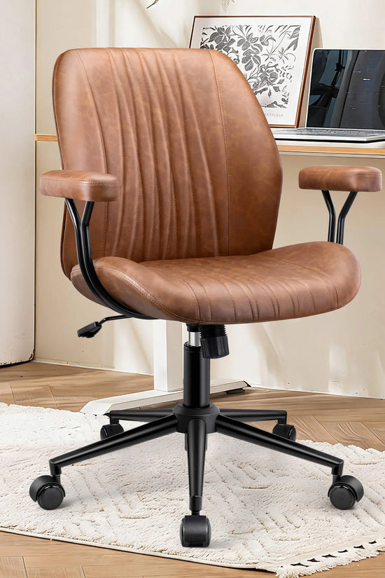 High Back Suede Office Chair Adjustable Home Desk Chair with Lumbar Support