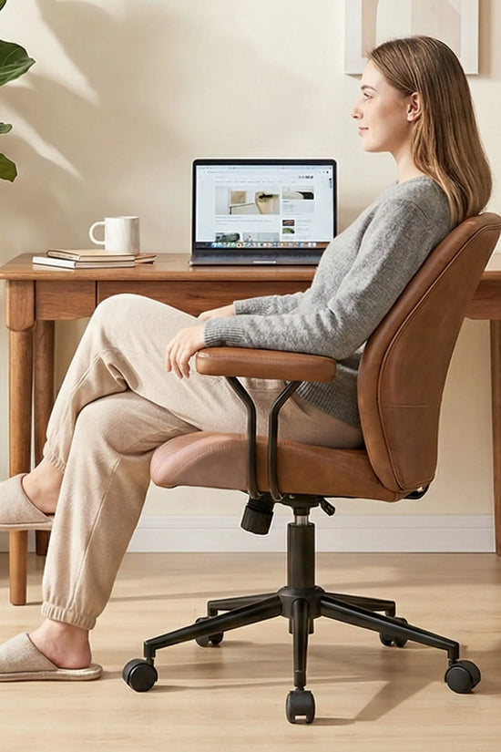High Back Suede Office Chair Adjustable Home Desk Chair with Lumbar Support
