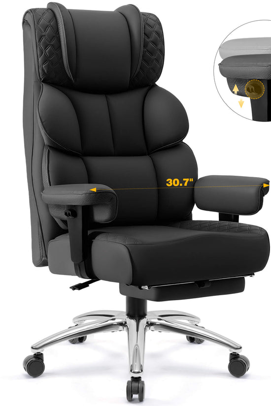 Widened Big and Tall Leather Executive Back Support Office Chair 309
