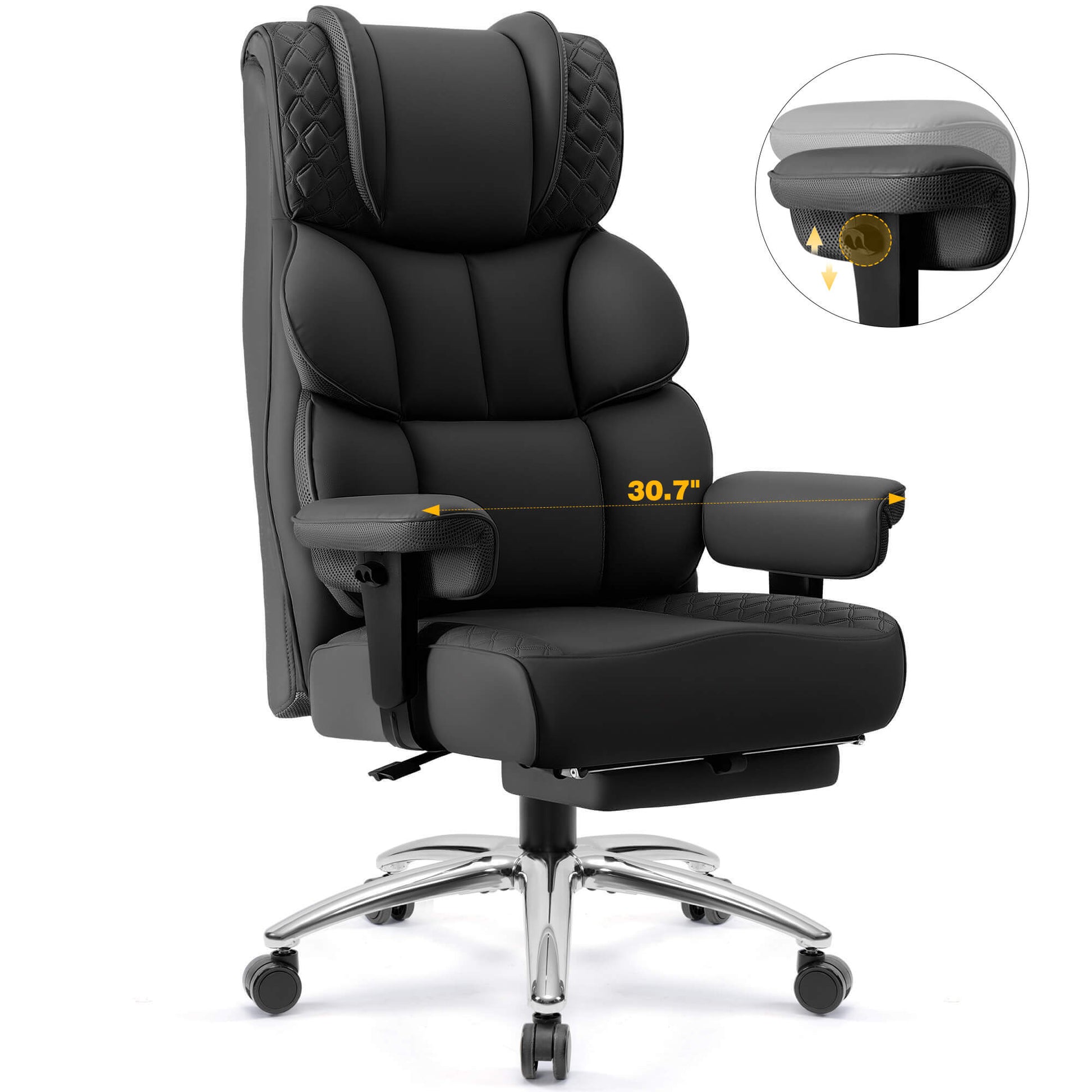 Widened Big and Tall Leather Executive Back Support Office Chair 309