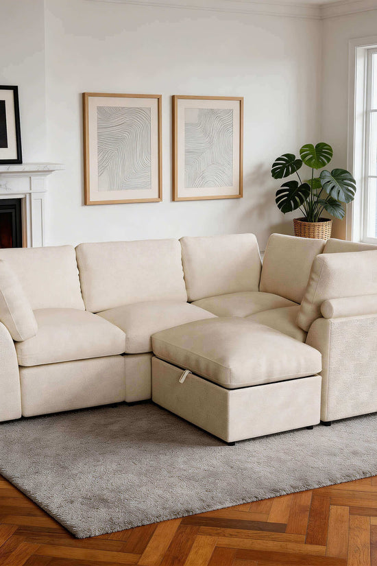 5-seat Modular Sectional Sofa with Hidden Storage