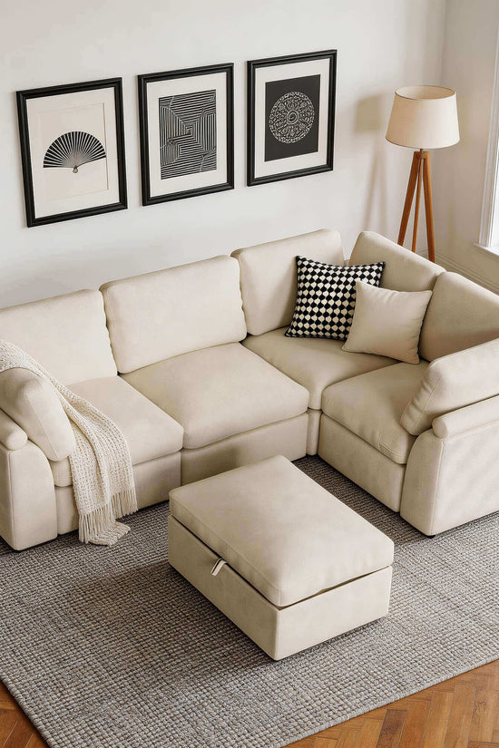 5-seat Modular Sectional Sofa with Hidden Storage