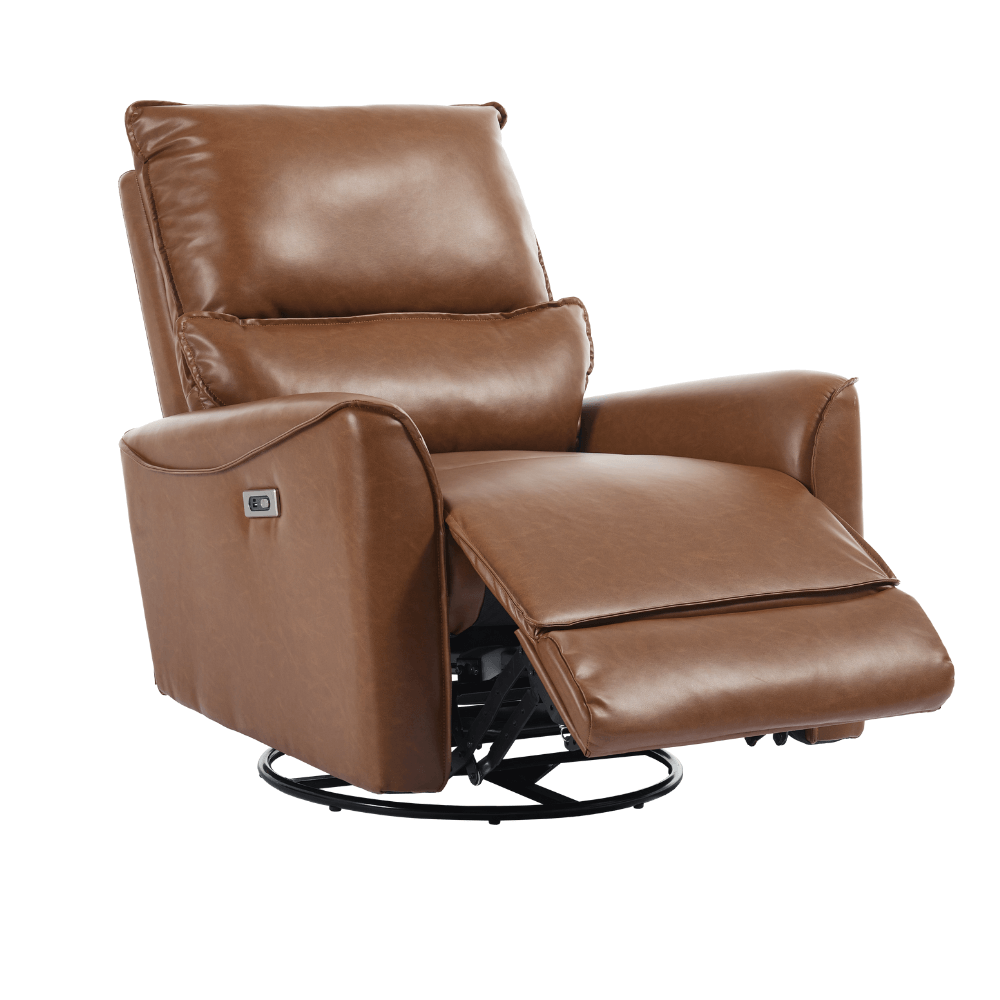Modern Leather Power Swivel Rocker Recliner Chair