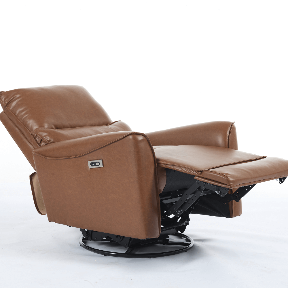 Modern Leather Power Swivel Rocker Recliner Chair