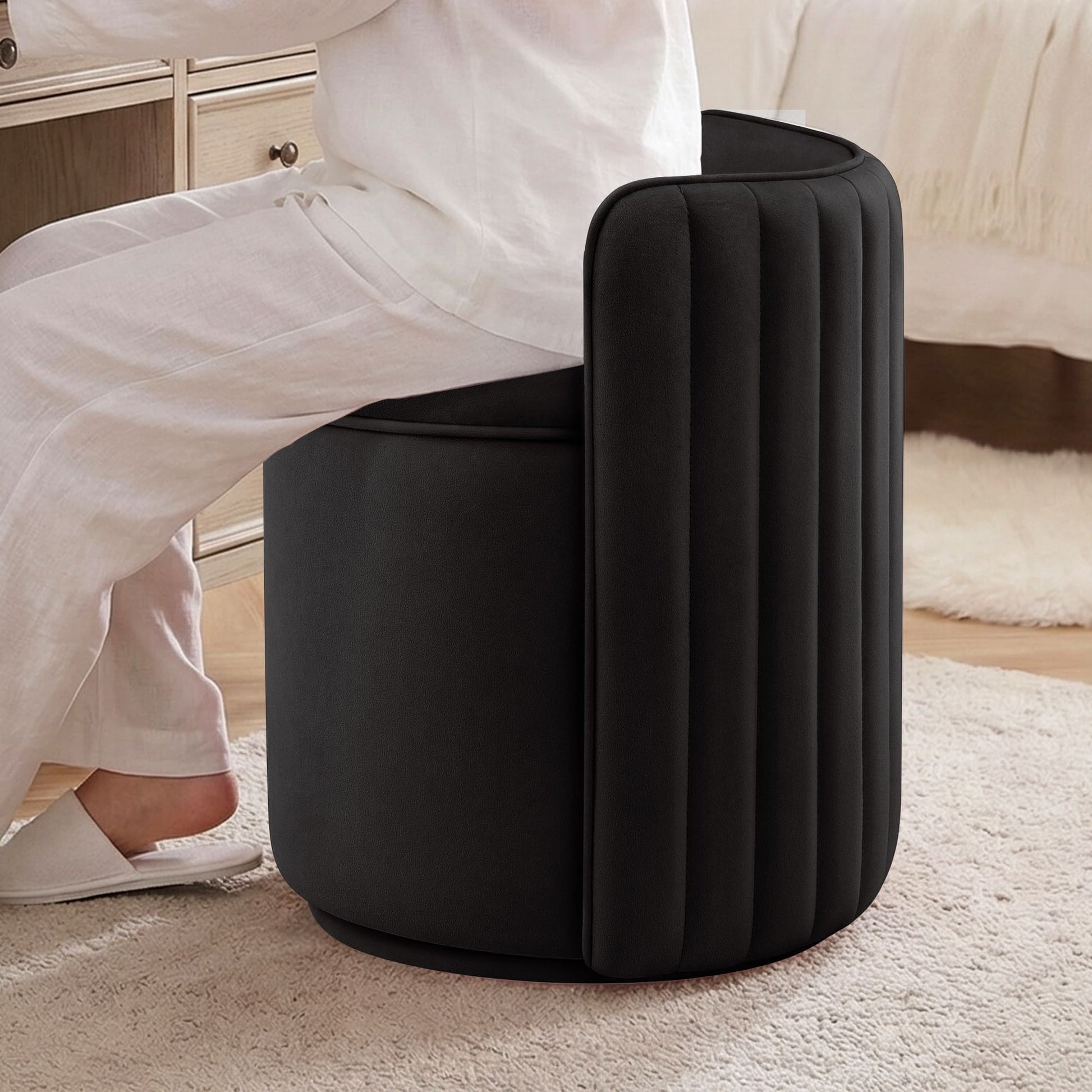 Velvet Vanity Chair With Storage