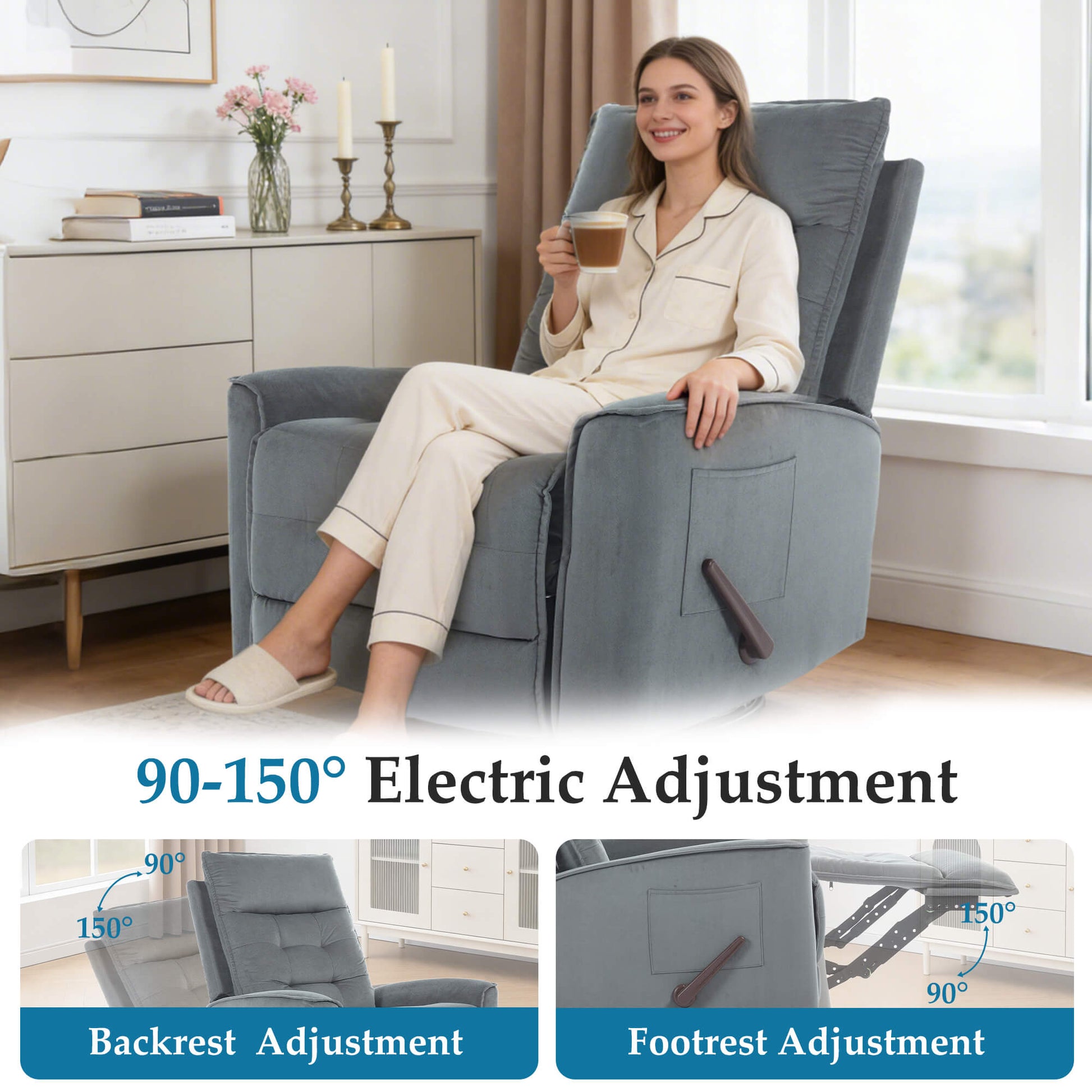 Manual Swivel Rocker Recliner Chair Glider Rocking Chair for Nursery