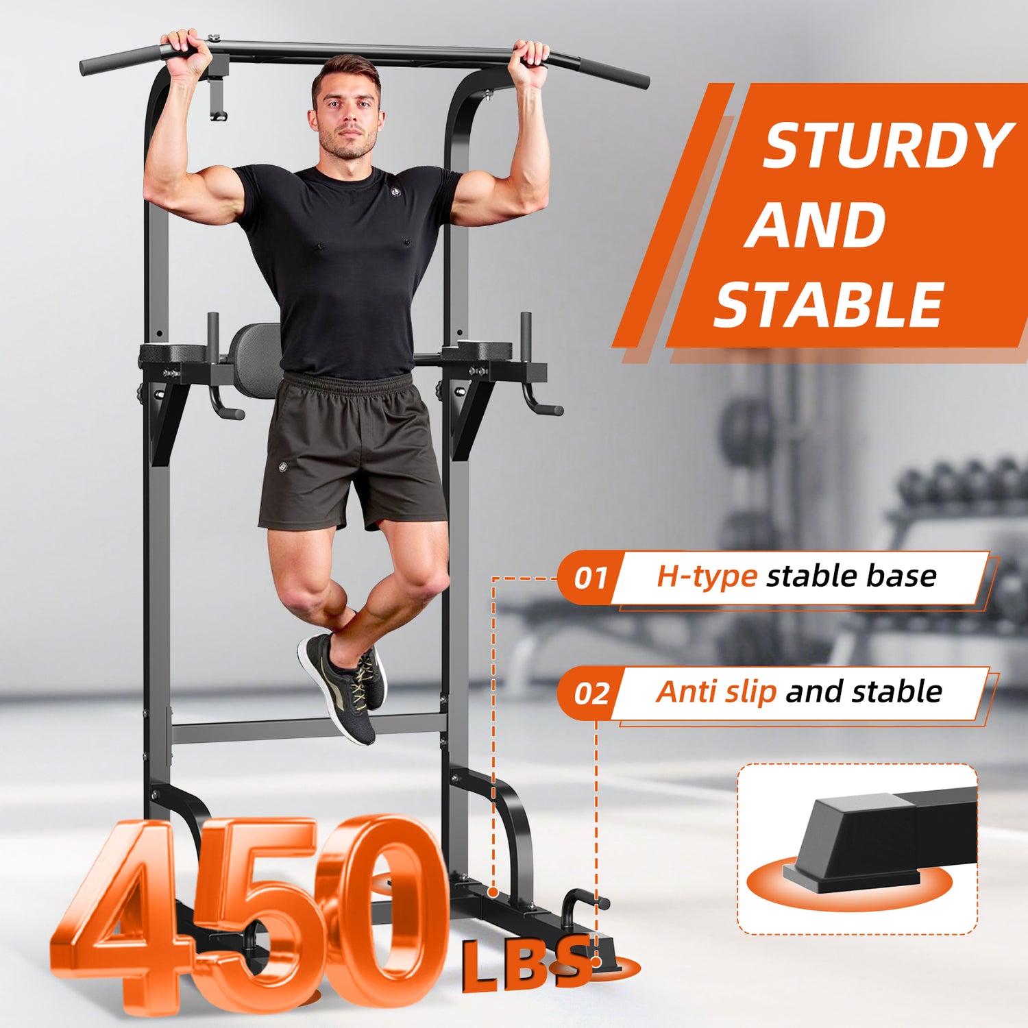 Primy 350lbs Multifunction Power Tower, Pull Up Bar Dip Station/Stand for Home Gym Strength Training Workout Equipment