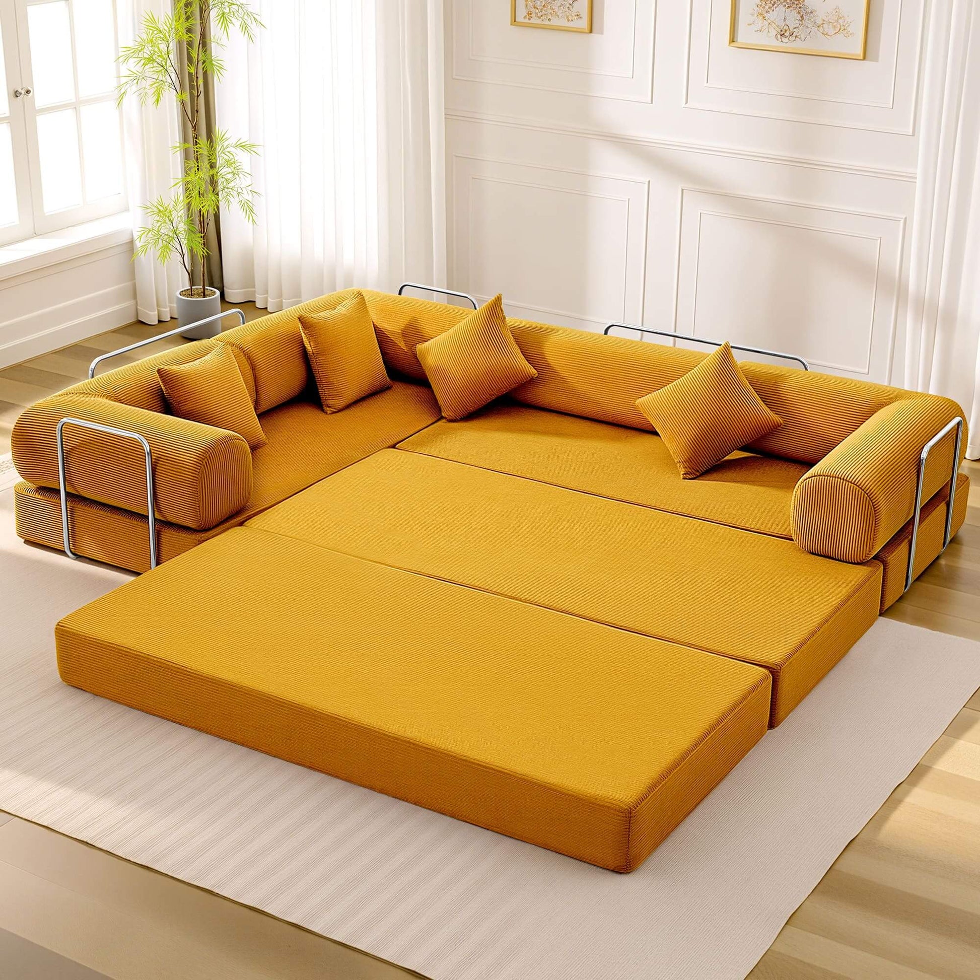 Combination Corner Sofa with High-Rebound Density Sponge