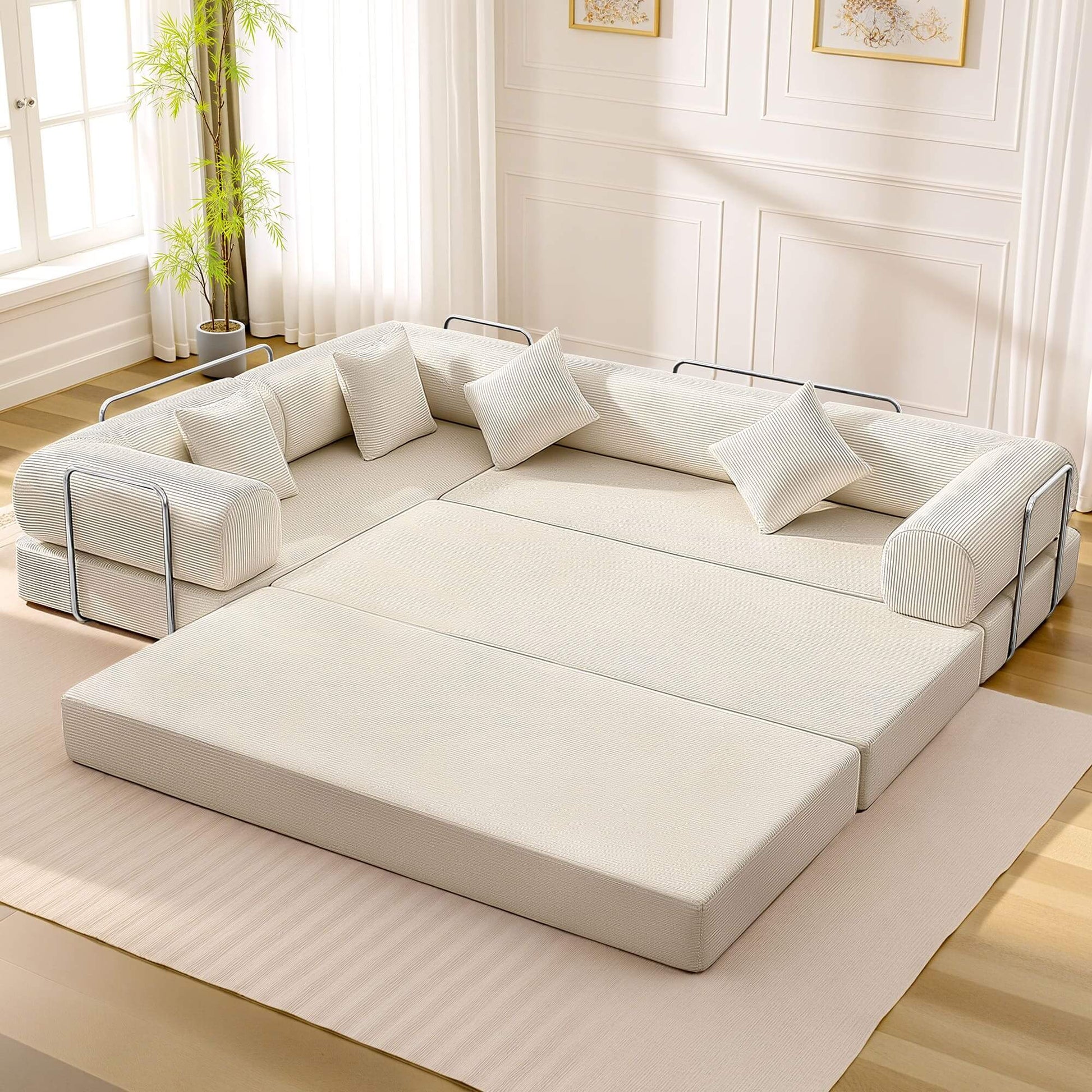 Combination Corner Sofa with High-Rebound Density Sponge