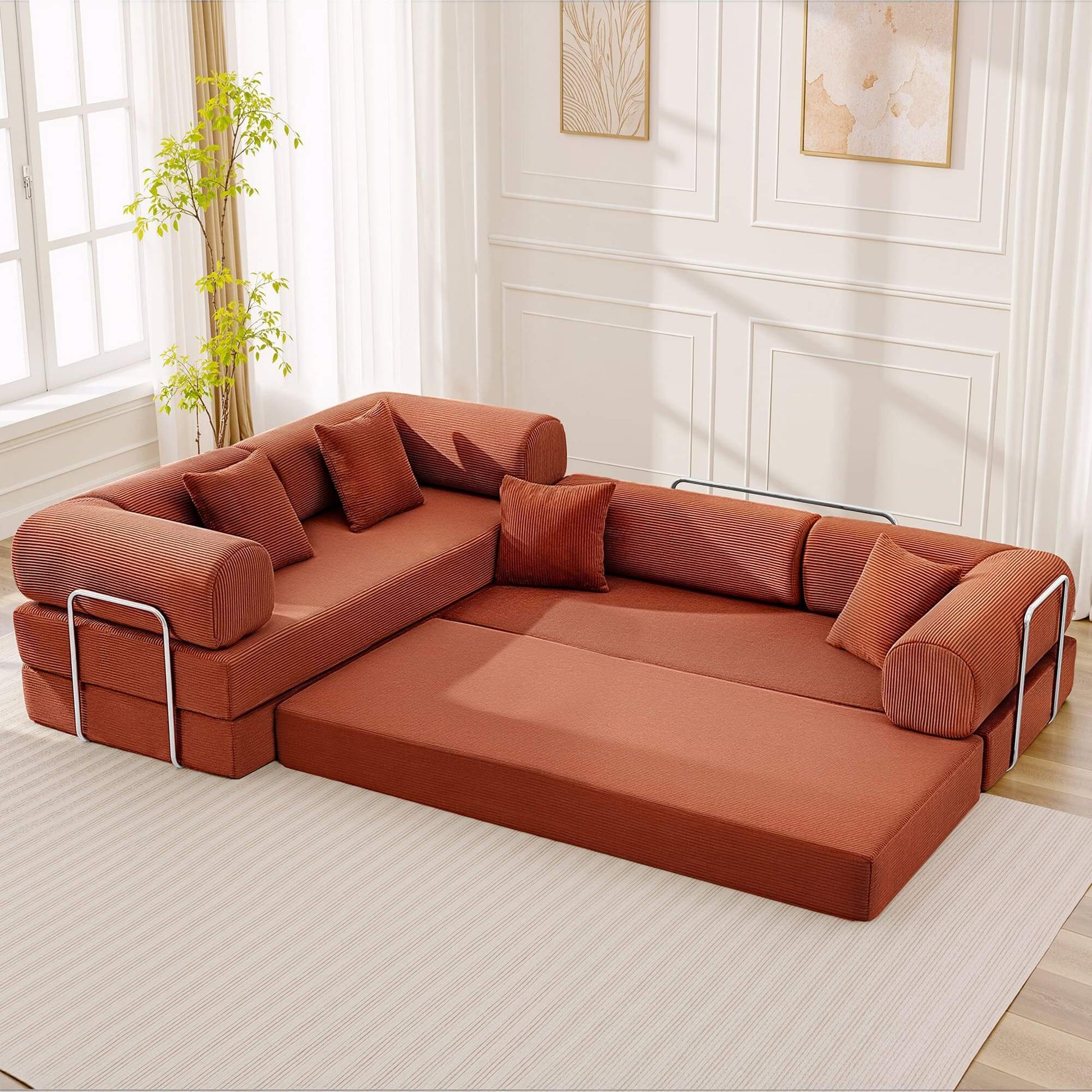 Combination Corner Sofa with High-Rebound Density Sponge