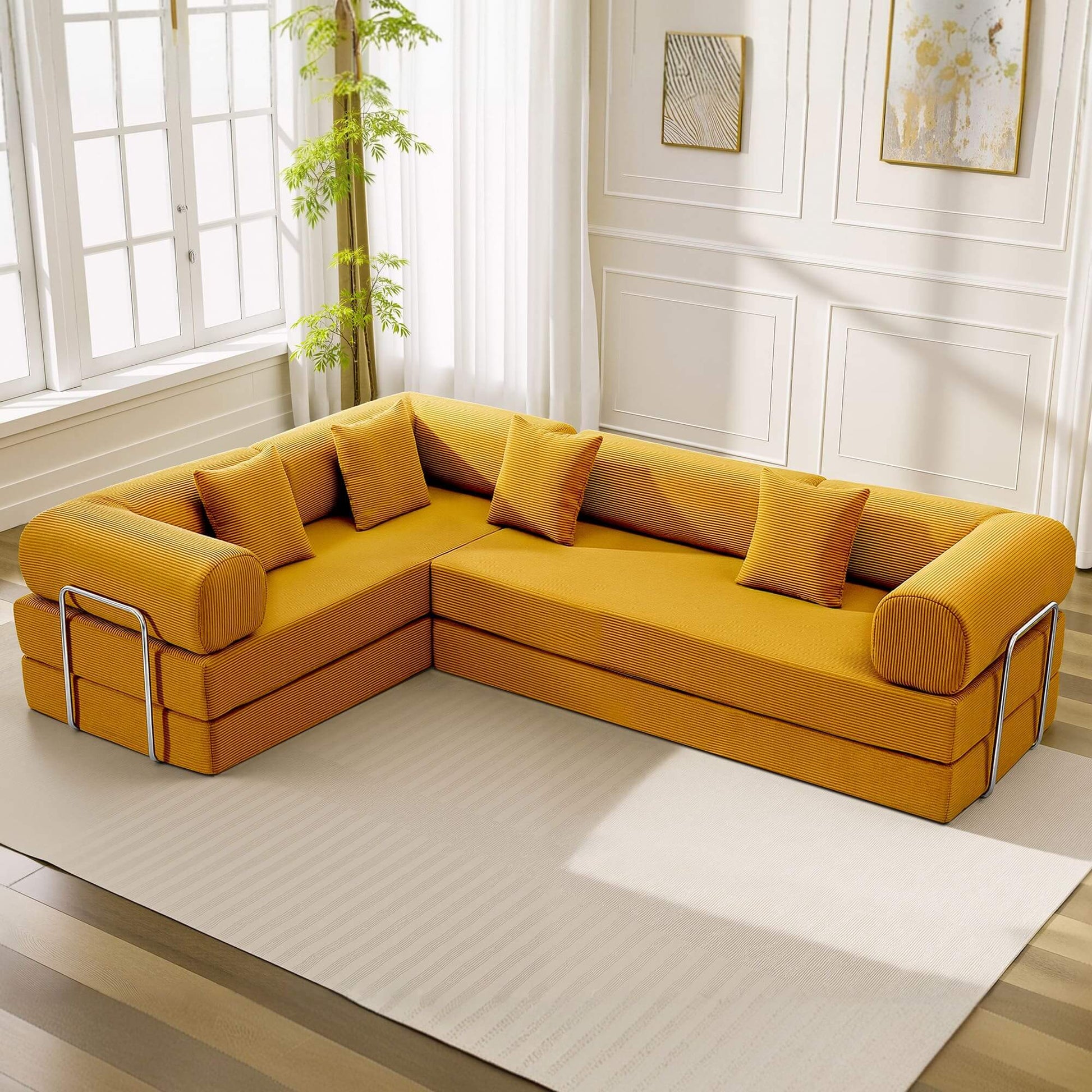 Combination Corner Sofa with High-Rebound Density Sponge