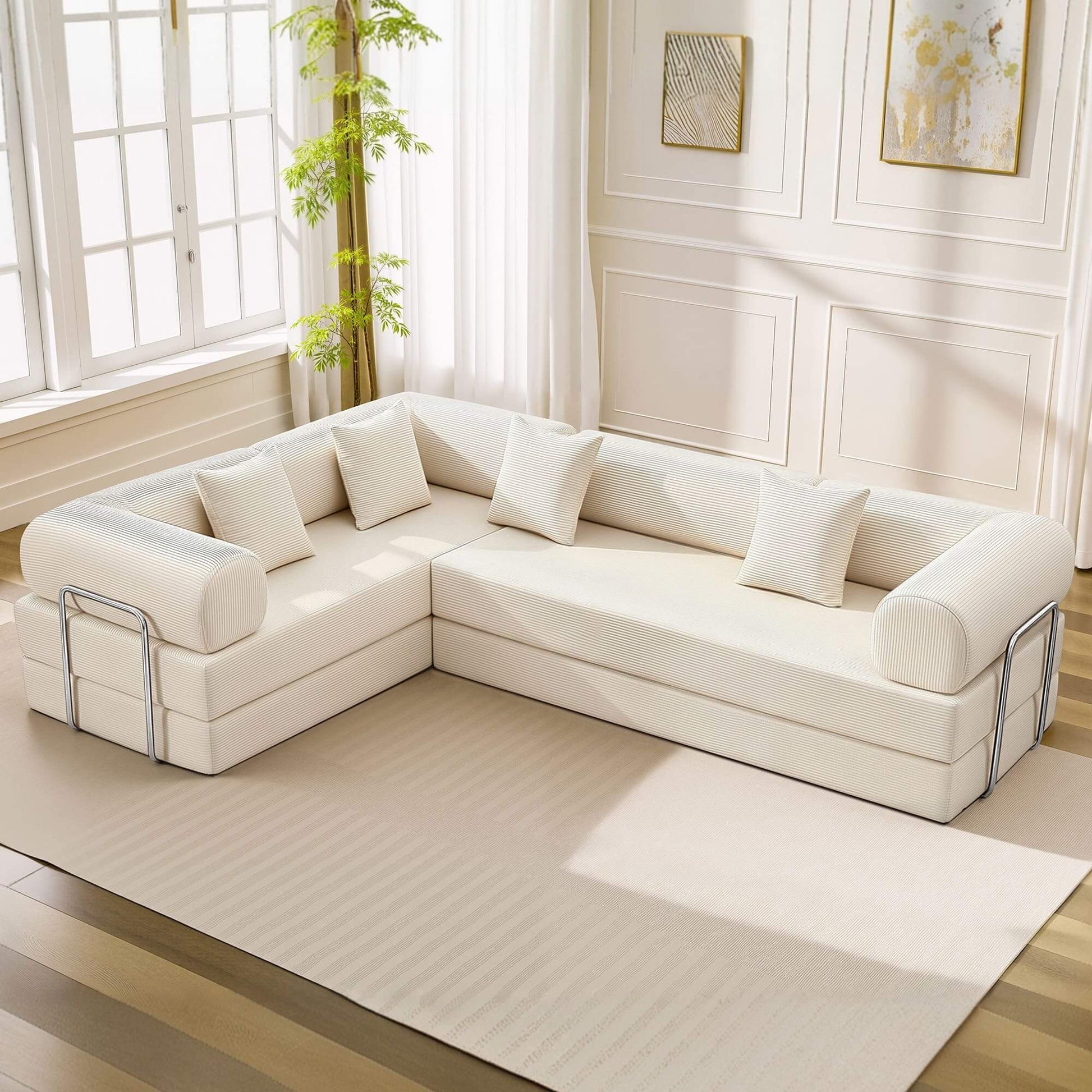 Combination Corner Sofa with High-Rebound Density Sponge