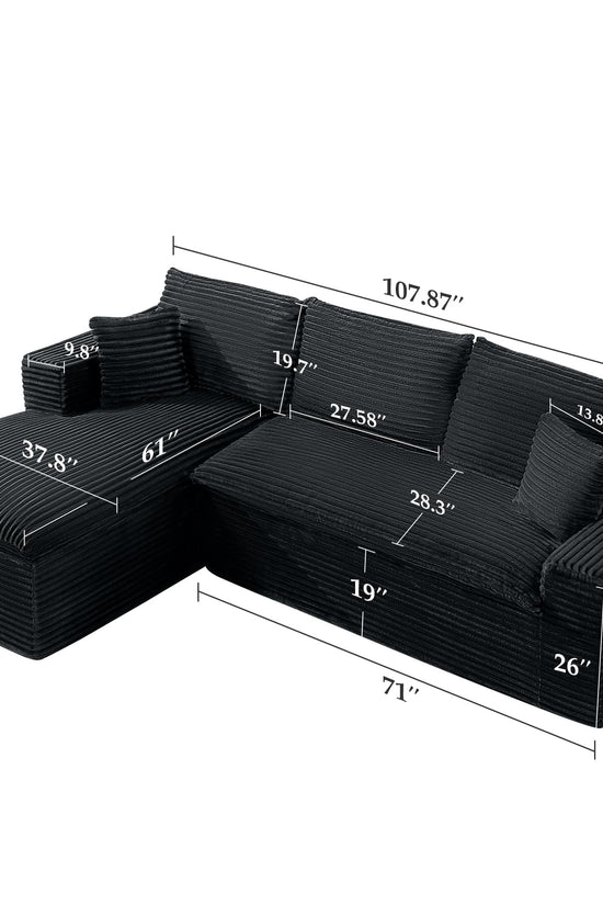 Casual Plush Corduroy L-shape Sectional Sofa