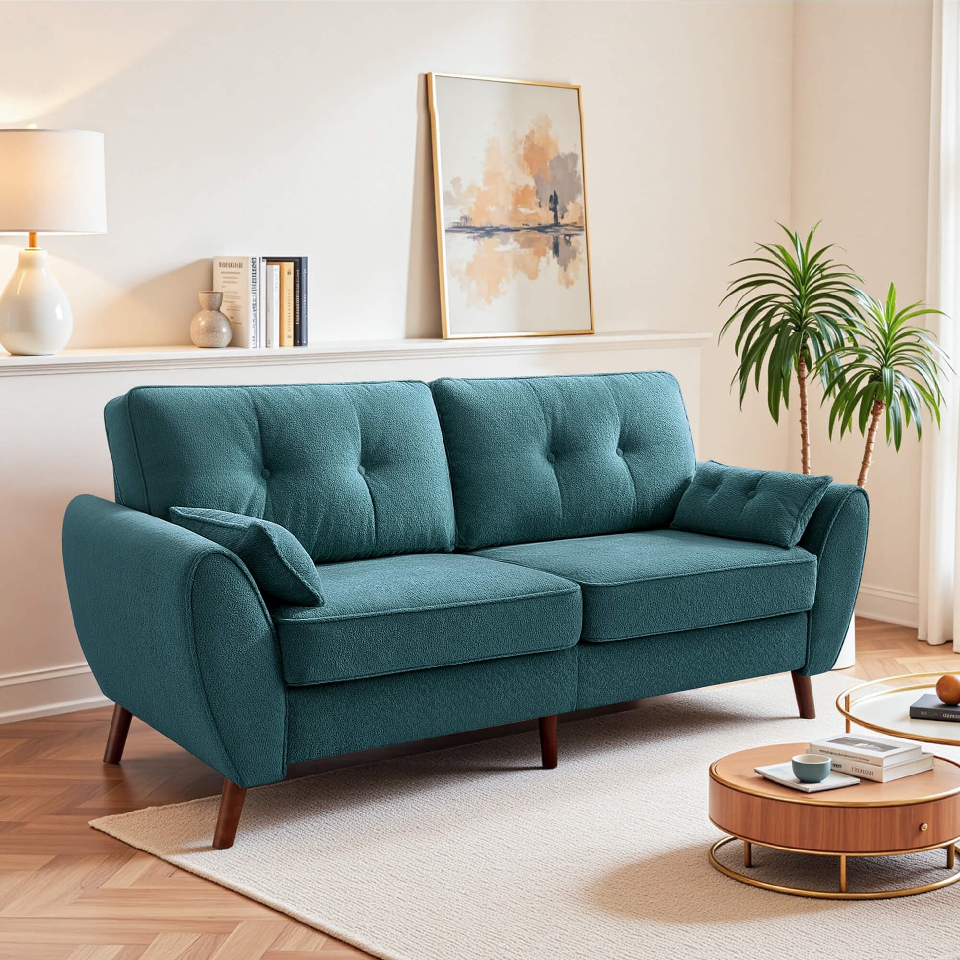 75.5" Wide Modern Loveseat Sofa with Solid Wood Legs