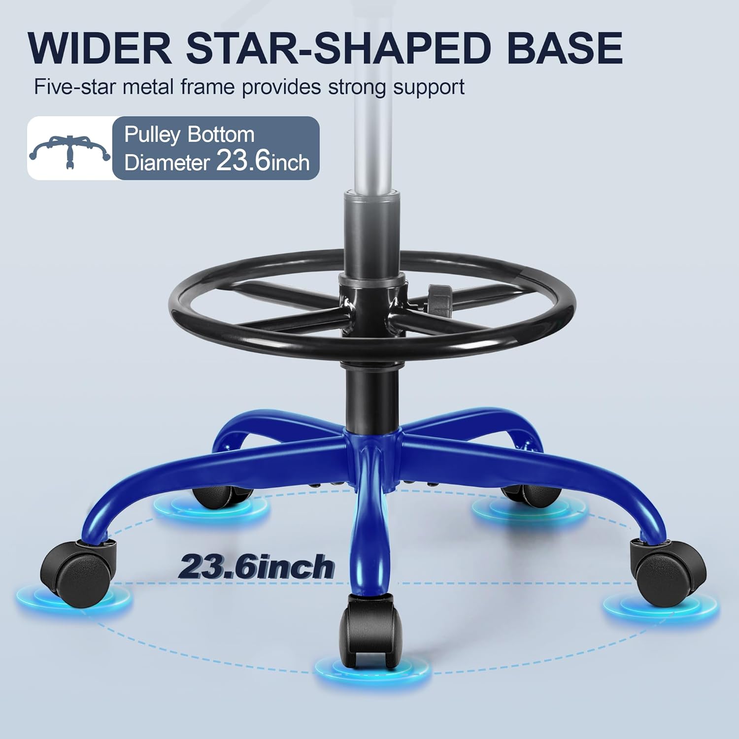 Drafting Chair with Backrest – Adjustable Foot Rest Rolling Stool with Wheels, PU Leather Swivel Stool for Office Spa Studio Lab Counter Salon Home Work Bar Kitchen Shop(Black), Pack of 2