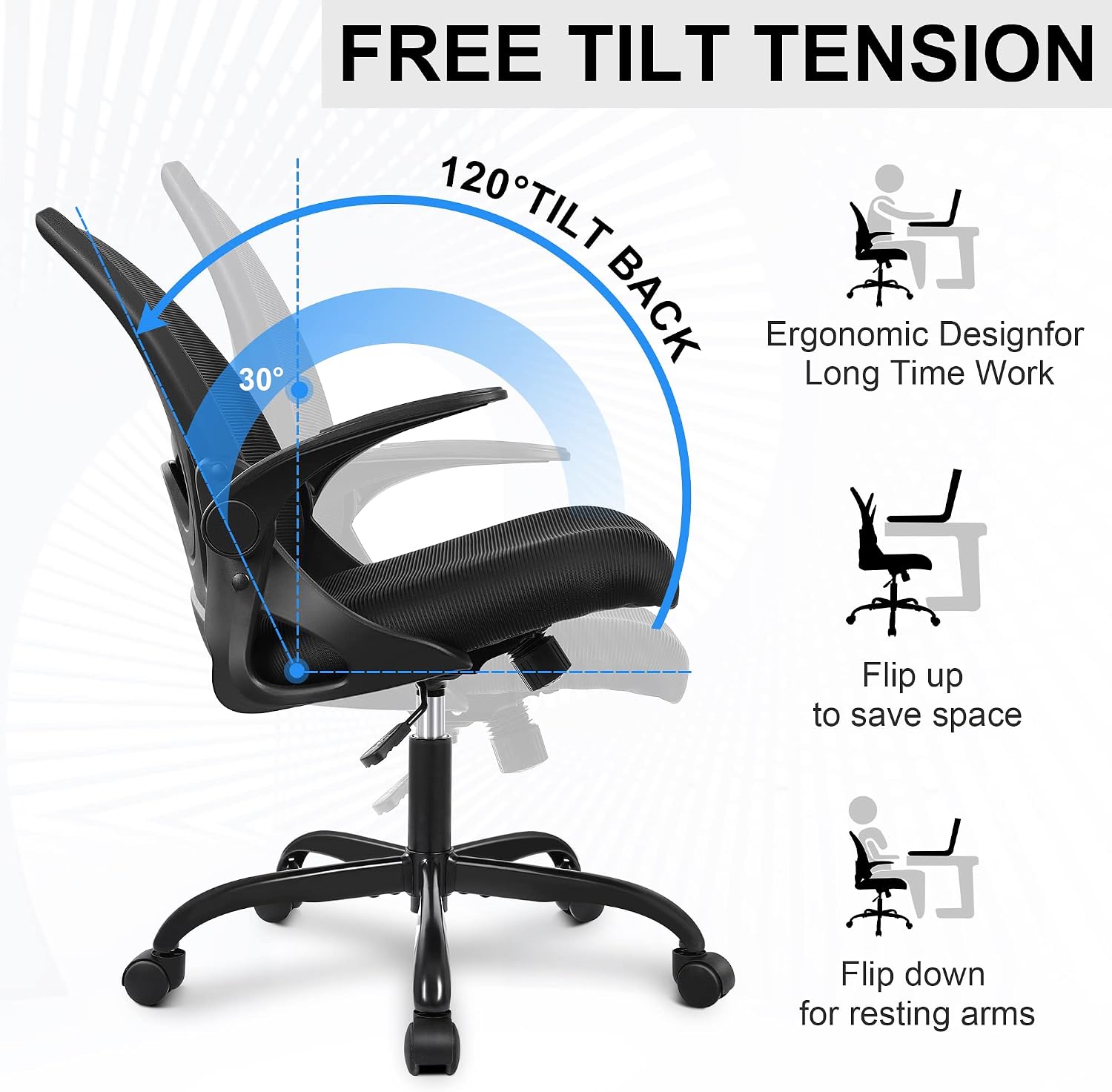 Primy Office Chair Ergonomic Desk Chair with Adjustable Lumbar Support and Height