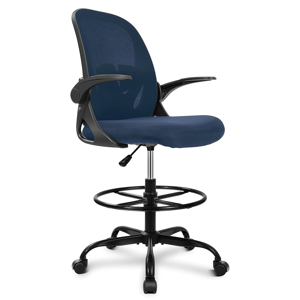 Ergonomischer Zeichenstuhl mit verstellbarem Fußring und hochklappbaren Armlehnen 934Z