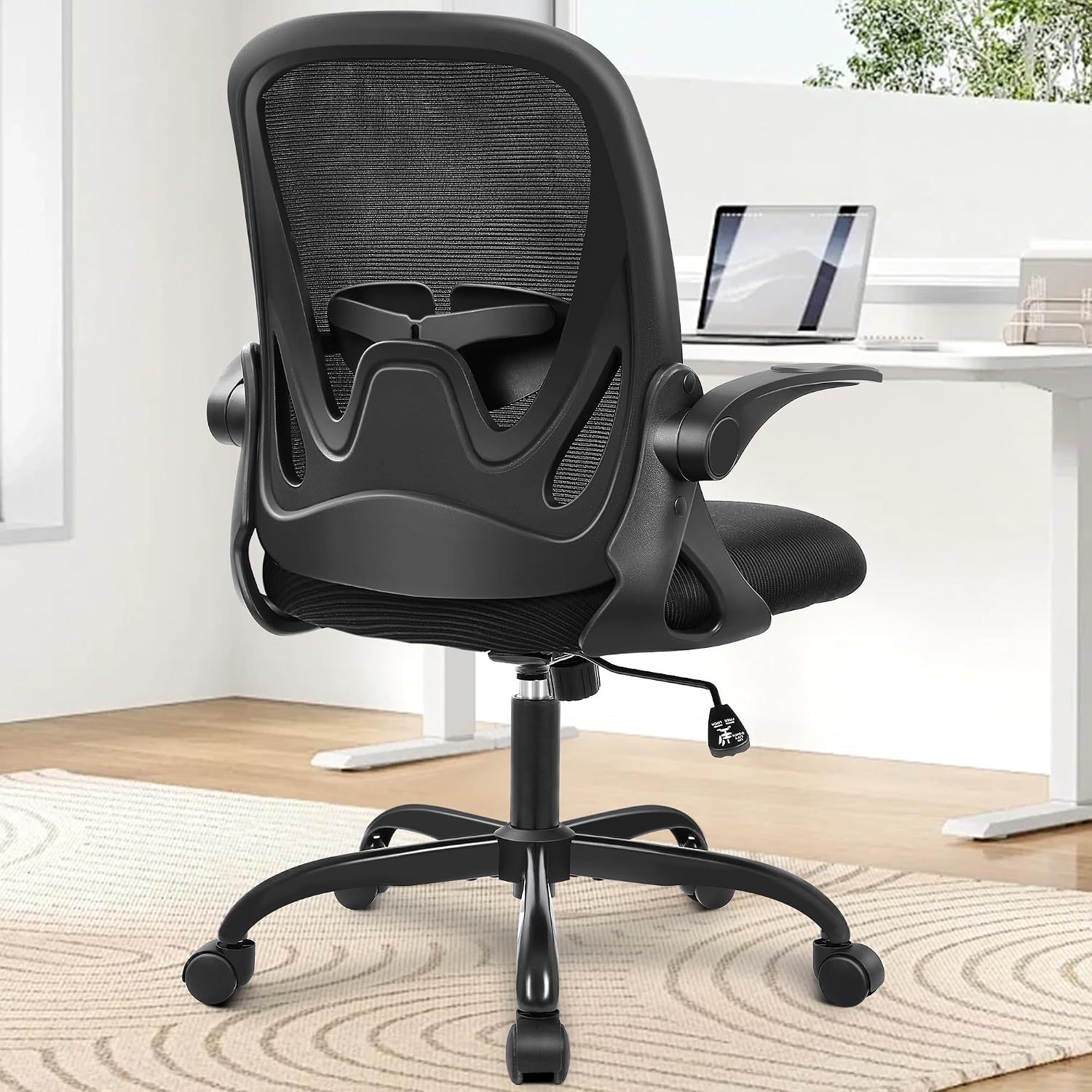 Ergonomischer Zeichenstuhl mit verstellbarem Fußring und hochklappbaren Armlehnen 934Z