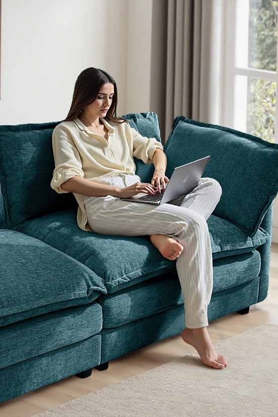 Modular 3-Seat Deep Seat Sectional Sofa with Ottoman