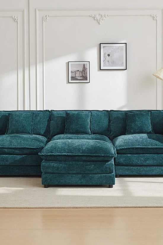 Modular 3-Seat Deep Seat Sectional Sofa with Ottoman
