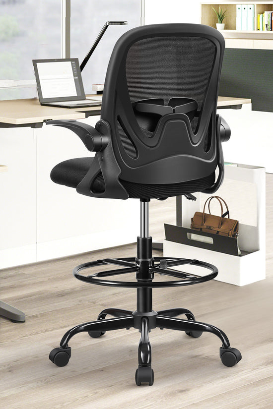 Ergonomischer Zeichenstuhl mit verstellbarem Fußring und hochklappbaren Armlehnen 934Z