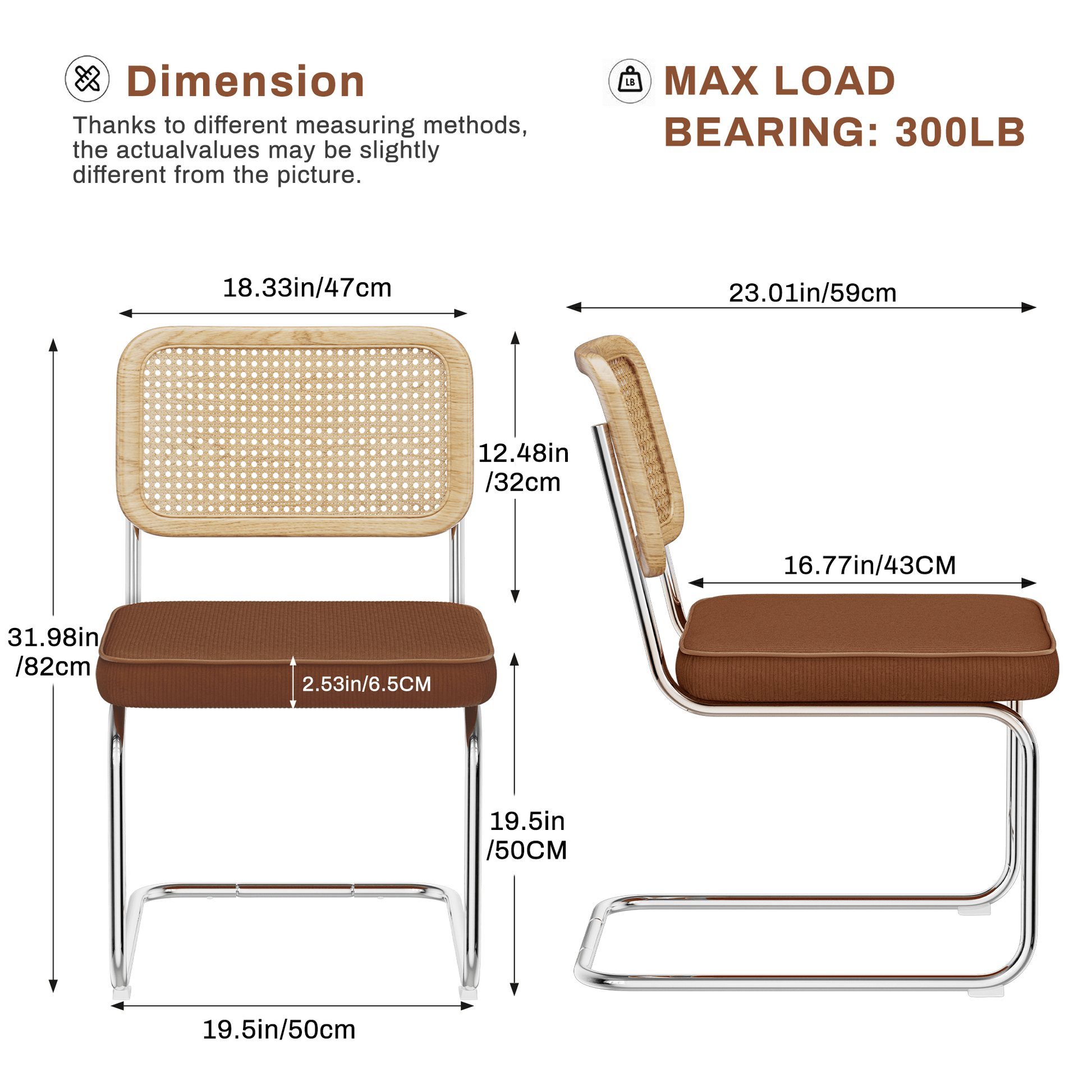 Natural Rattan Dining Chairs Set of 2