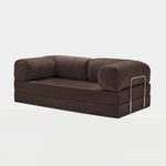 Primyhome coffee brown corduroy convertible sofa bed with metal side frame, modern floor lounge seating for small spaces