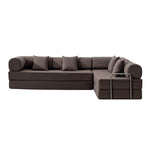 Primyhome Coffee Brown Brown corner closed sectional sofa, modular corduroy L-shaped couch for living rooms
