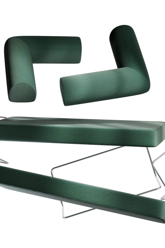 Primyhome Green convertible sofa components, showing corduroy cushions and metal frames for easy assembly.