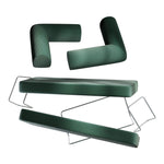 Primyhome Green convertible sofa components, showing corduroy cushions and metal frames for easy assembly.