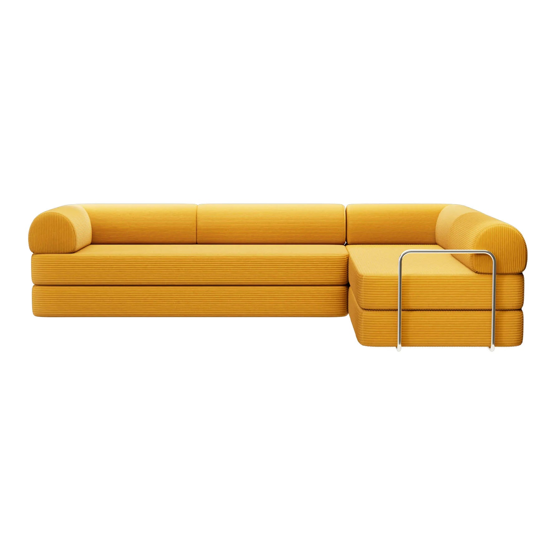 Primyhome Ginger Yellow  corner closed sectional sofa, modular corduroy L-shaped couch for living rooms