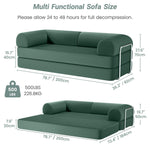 Dimensions of Primyhome large green corduroy convertible sofa bed