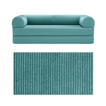 Primyhome convertible foldable sofa bed in Light Blue, large, featuring a close-up of the corduroy fabric texture