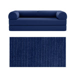 Primyhome convertible foldable sofa bed in Navy Blue, large, featuring a close-up of the corduroy fabric texture