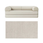 Primyhome convertible foldable sofa bed in White, large, featuring a close-up of the corduroy fabric texture