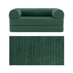 Primyhome convertible foldable sofa bed in Green, mid-size, featuring a close-up of the corduroy fabric texture