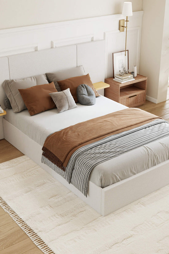 ModuNest Solid Wood Bed with Built-in Side Tables