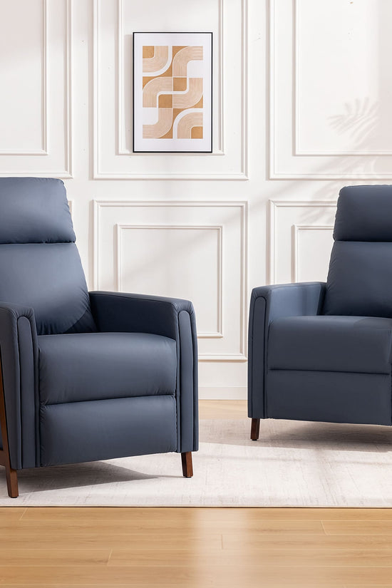 Mid-Century Modern Leather Power Recliner Chair