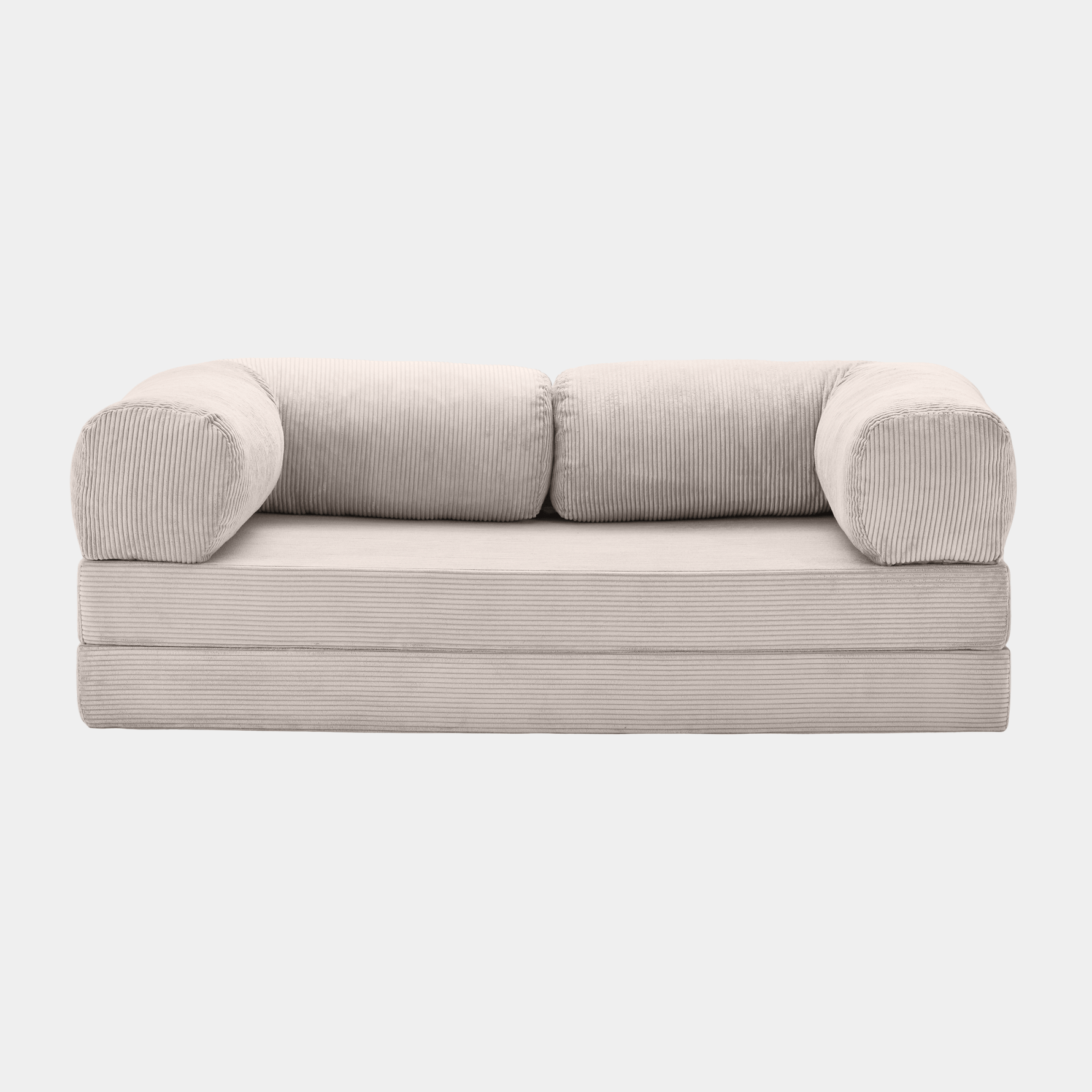 Primyhome convertible white corduroy sleeper sofa bed, minimalist modern design for living room or studio