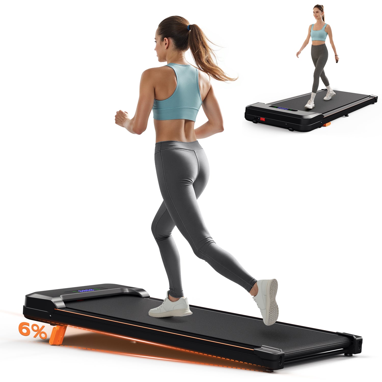 Primy Walking Pad with Incline, Portable Treadmill for Home, 4 in 1 Walking Pad Incline with Remote Control 265LB Capacity, 2.5HP Compact Treadmill with LED Display for Walking and Running