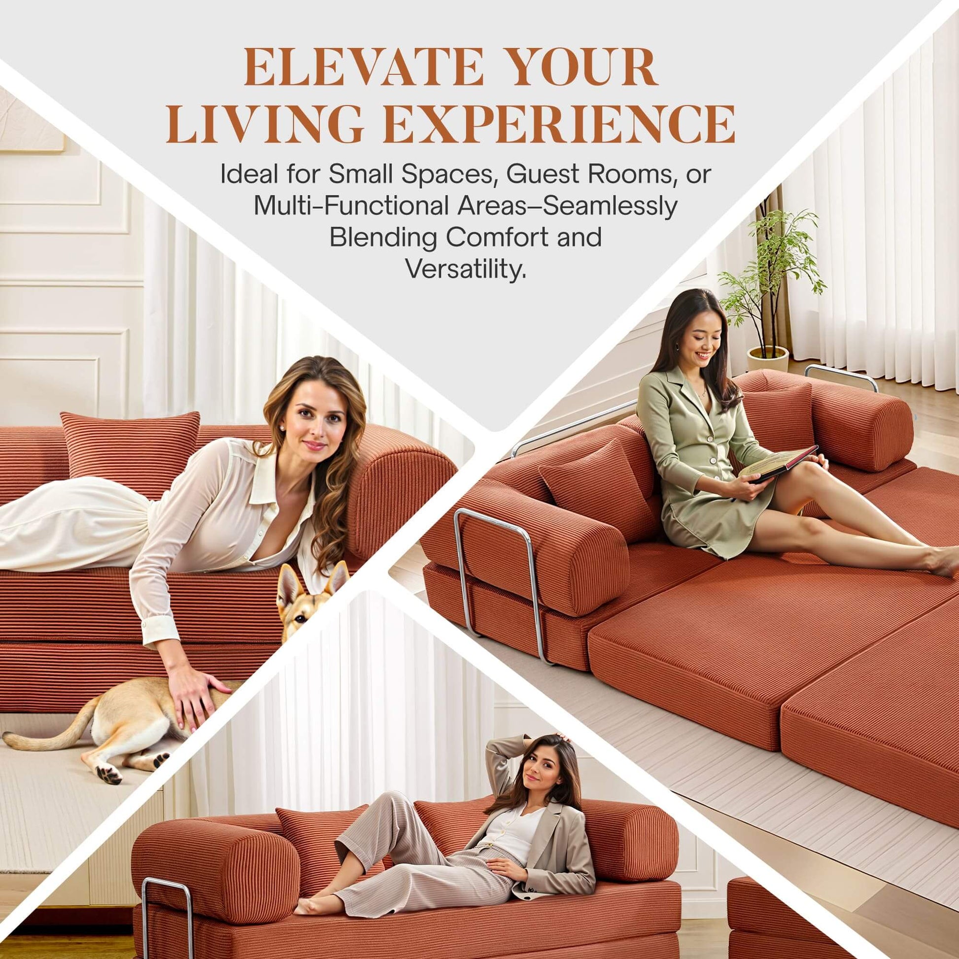 Combination Corner Sofa with High-Rebound Density Sponge