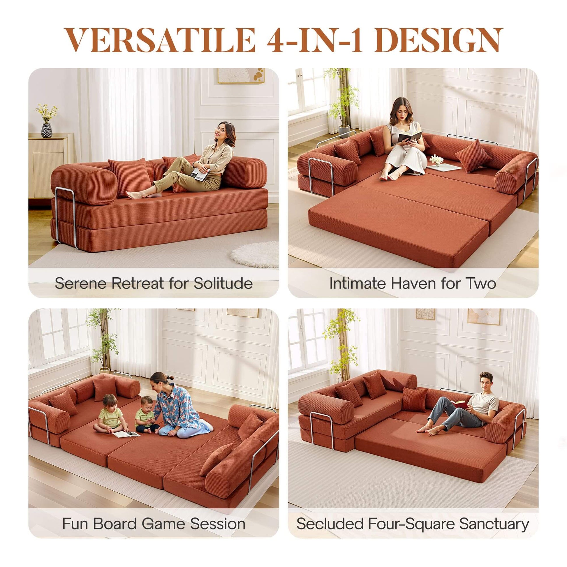 Combination Corner Sofa with High-Rebound Density Sponge