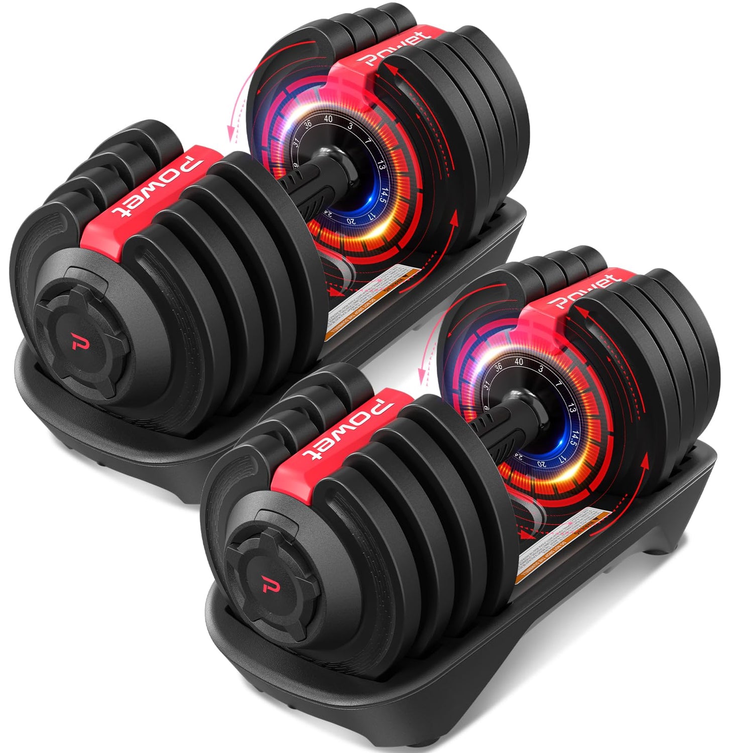 Primy Adjustable Dumbbell Set, 40LB to 3LB Weight Set, 12 Free Weights Adjustable Dumbbell Set for Home Gym with Tray 1-Sec Fast Adjustable by Turning Handle for Men Women