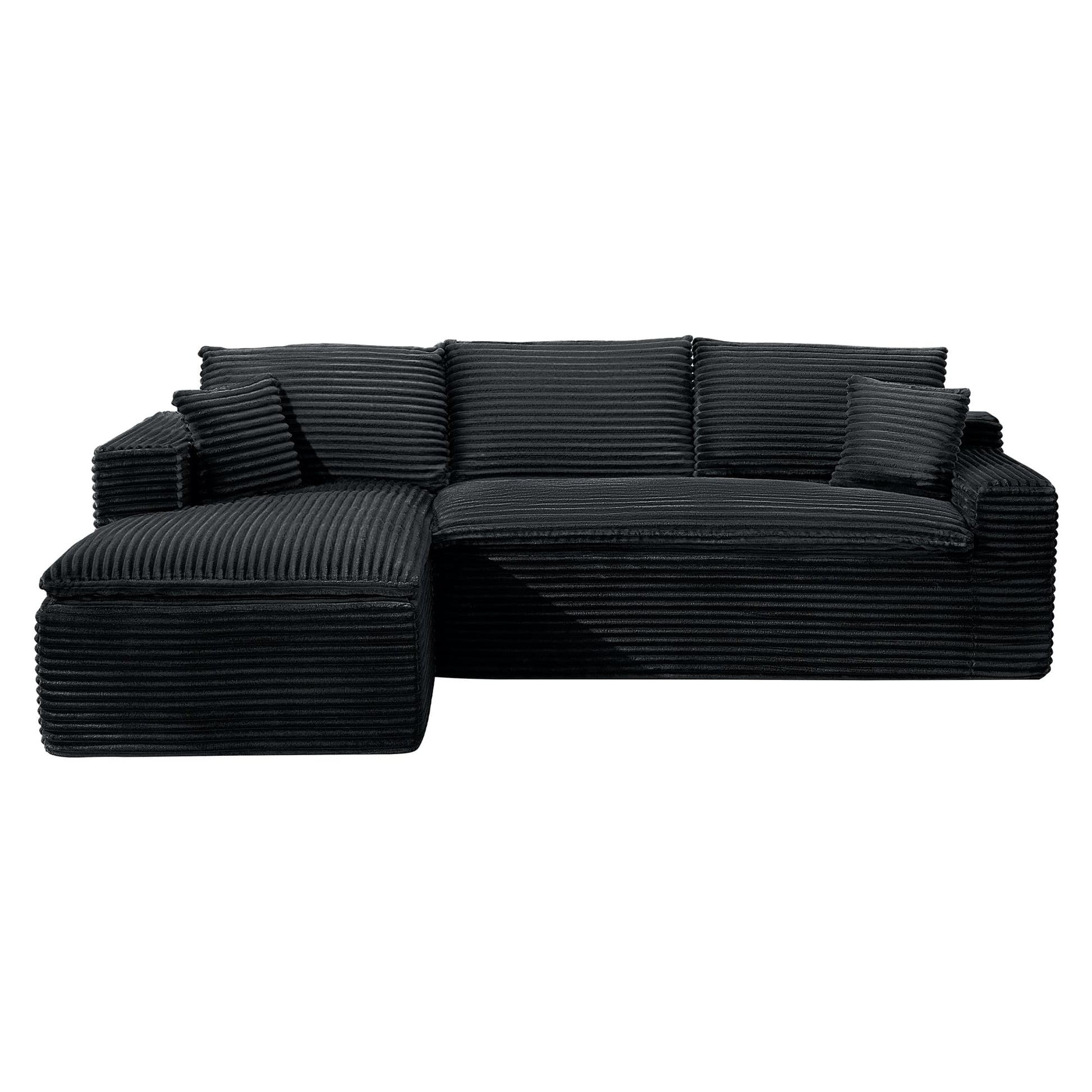 Casual Plush Corduroy L-shape Sectional Sofa
